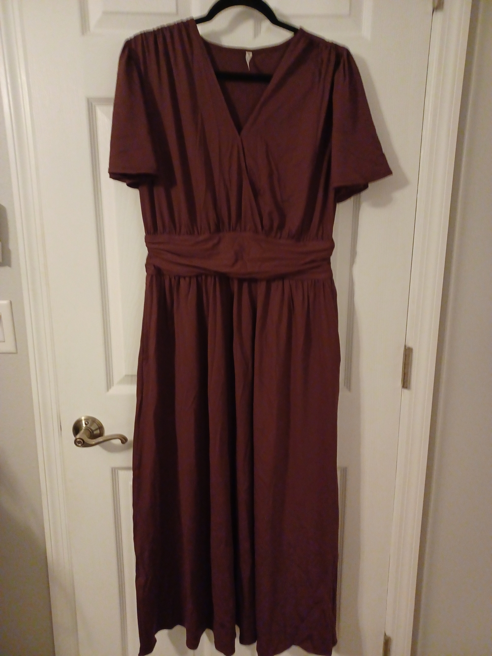 HALARA Wrap-Style Maxi Dress in Maroon